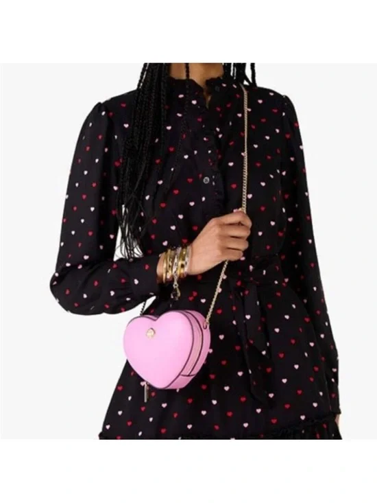 kate spade x LoveShack Fancy Pink Heart Crossbody Bag (small) - Picture 2 of 7